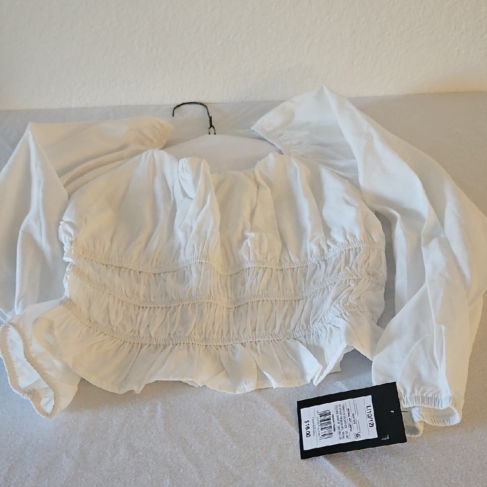 Lush White Ruched Blouse